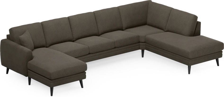 Eden - 3-sits soffa med schäslong vänster och divan höger - Brun