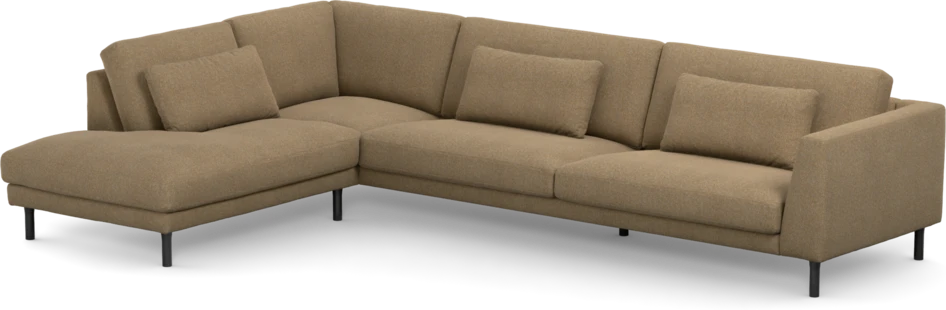 Willow - 4-sits soffa med divan vänster, fast klädsel - Gul