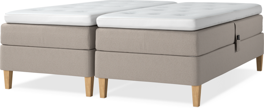 Delux Sense - Ställbar säng, dubbelsäng med bäddmadrass - Beige
