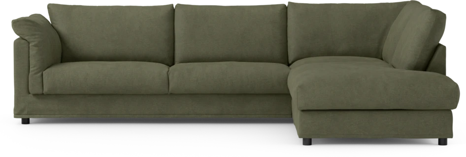Cherrie - 3-sits soffa med divan höger, med kappa - Grön