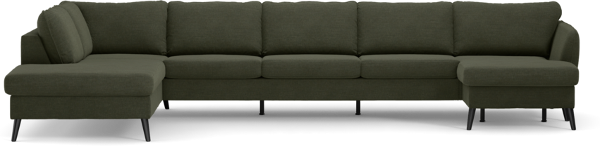 County - 4-sits soffa med divan vänster och schäslong höger - Grön