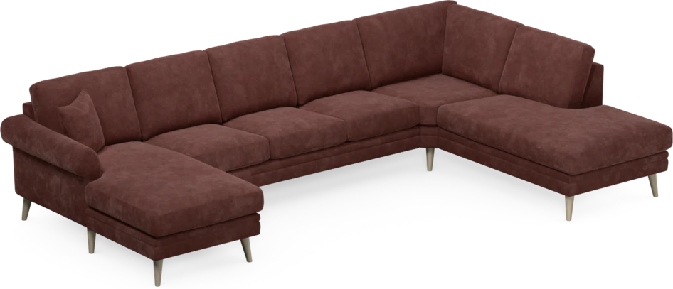 Eden - 3-sits soffa med schäslong vänster och divan höger - Röd