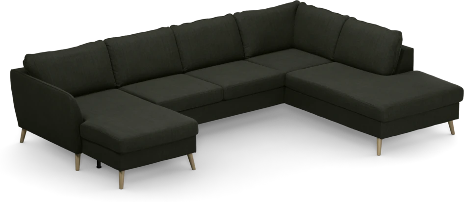 County - 3-sits soffa med schäslong vänster och divan höger - Grön