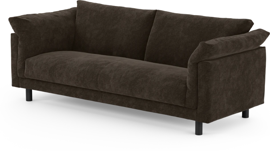 Cherrie - 3-sits soffa, hel dyna, fast klädsel - Brun