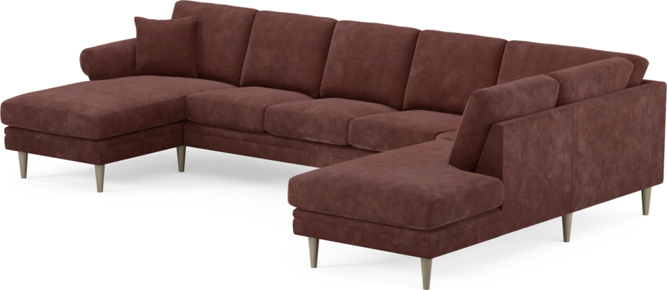Eden - 3-sits soffa med schäslong vänster och divan höger - Röd