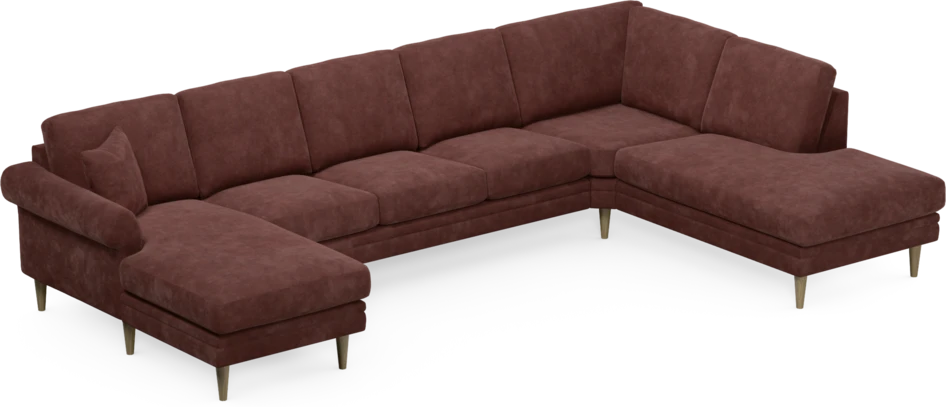 Eden - 3-sits soffa med schäslong vänster och divan höger - Röd