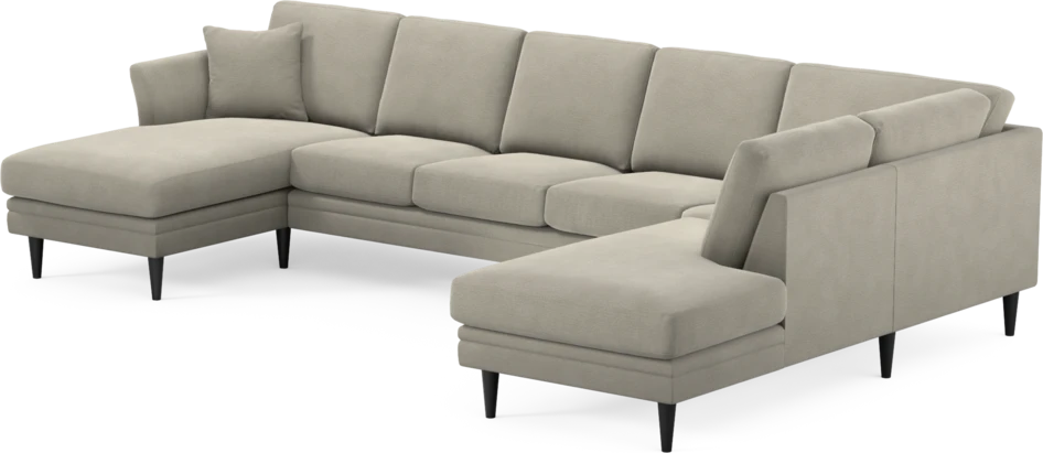 Eden - 3-sits soffa med schäslong vänster och divan höger - Brun