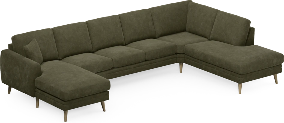 Eden - 3-sits soffa med schäslong vänster och divan höger - Grön