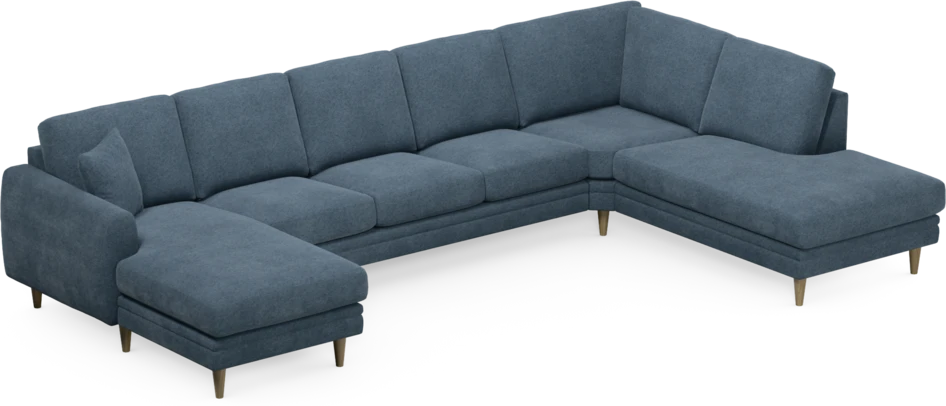 Eden - 3-sits soffa med schäslong vänster och divan höger - Blå