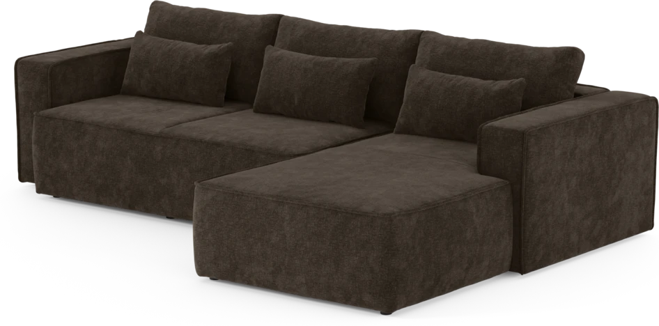 Ide - Bäddsoffa 3-sits med schäslong höger - Brun