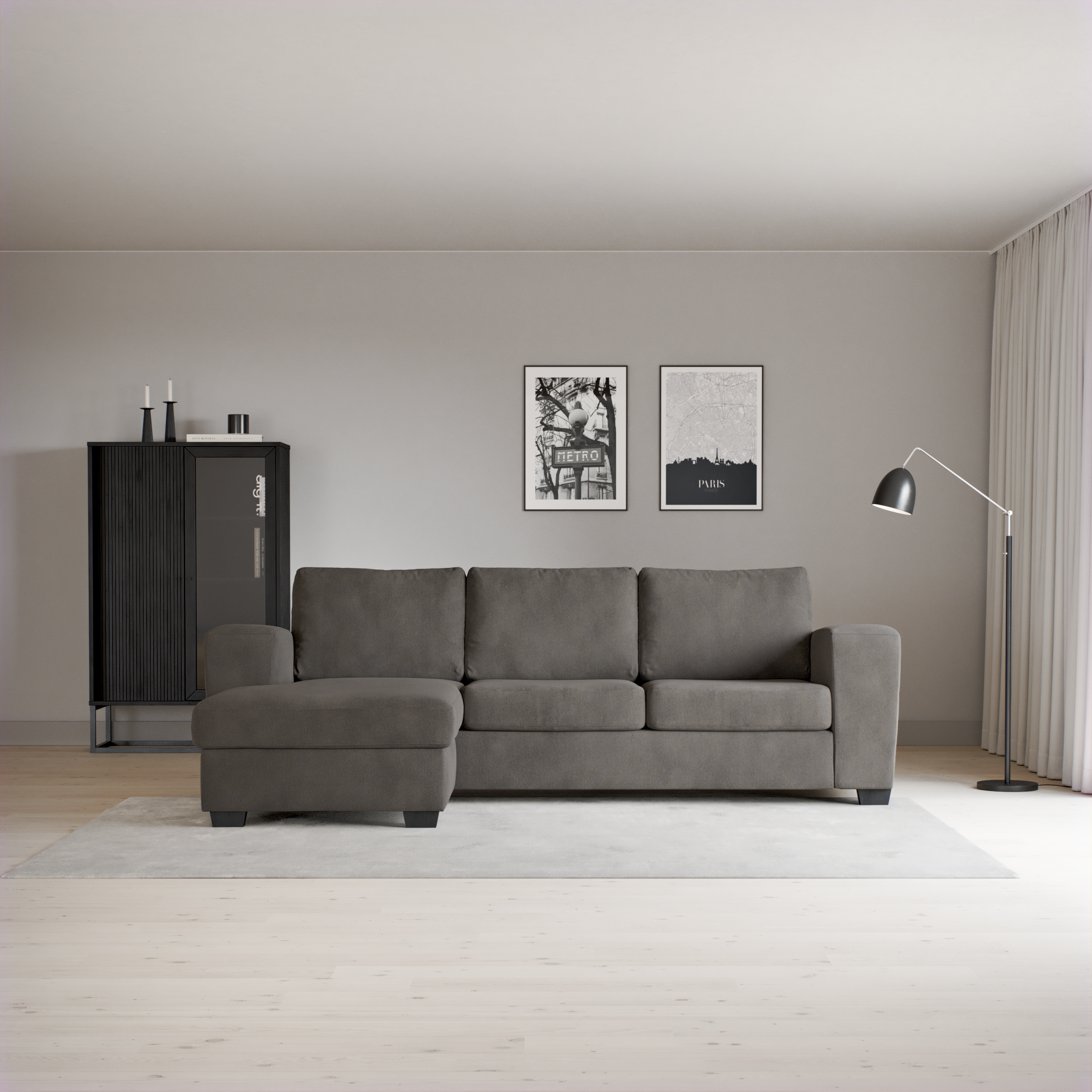 Friday, 3-sits soffa med schäslong vänster