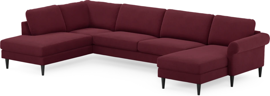 Bridge - 3-sits soffa med divan vänster och schäslong höger - Röd