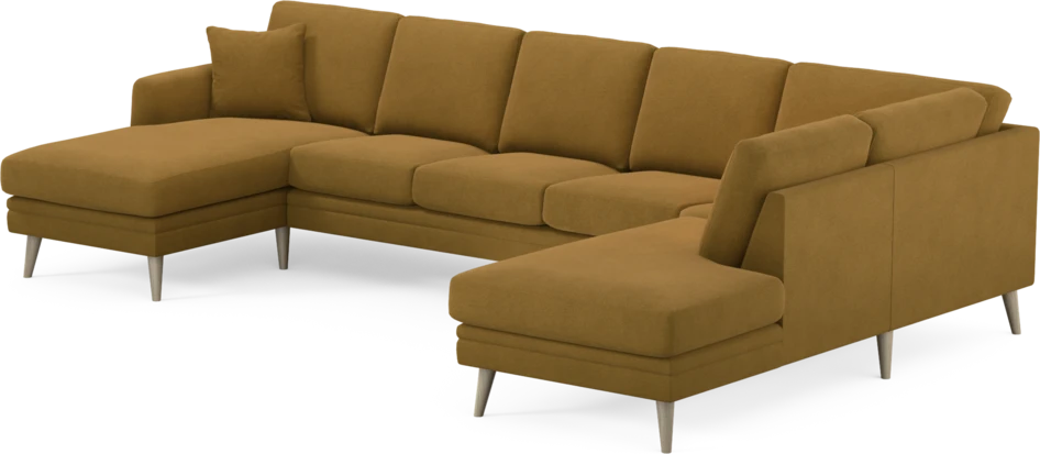 Eden - 3-sits soffa med schäslong vänster och divan höger - Gul