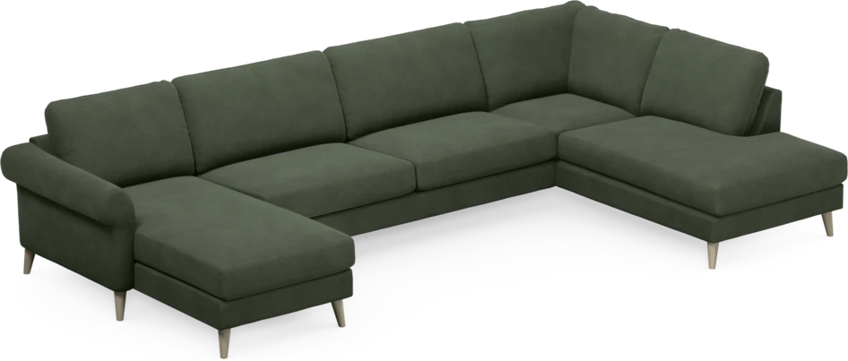 Bridge - 3-sits soffa med schäslong vänster och divan höger - Grön