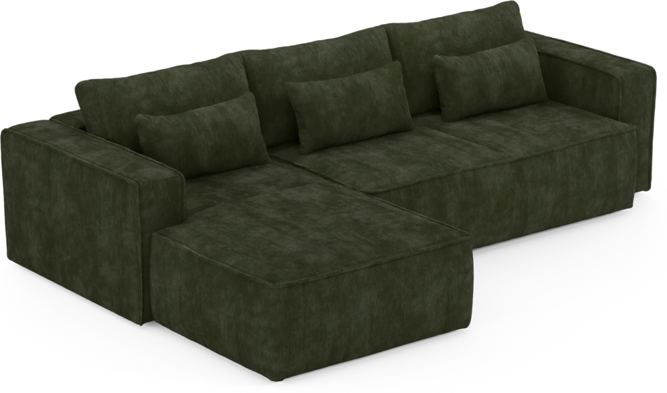 Ide - Bäddsoffa 3-sits med schäslong vänster - Grön