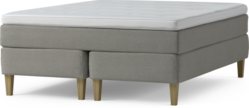 Delux Sense - Kontinentalsäng, dubbelsäng med bäddmadrass och sängben - Grå