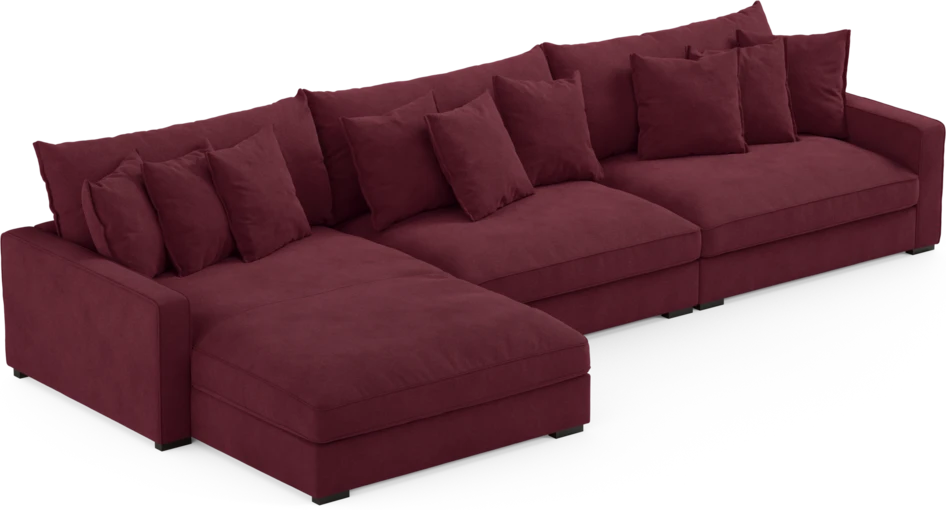 Rossi - 4-sits soffa med schäslong XL vänster - Röd
