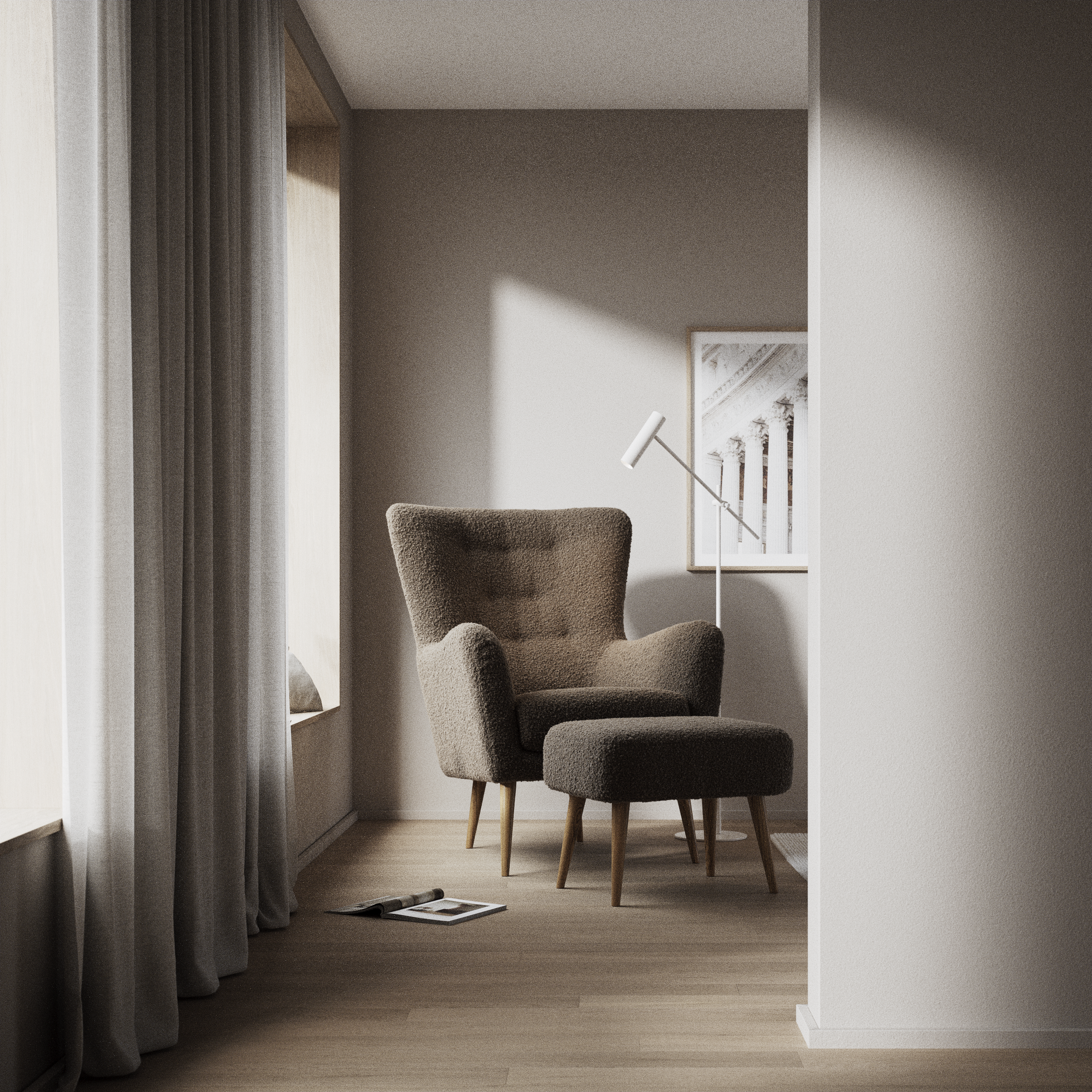 Cordelia, Fåtölj med fotpall