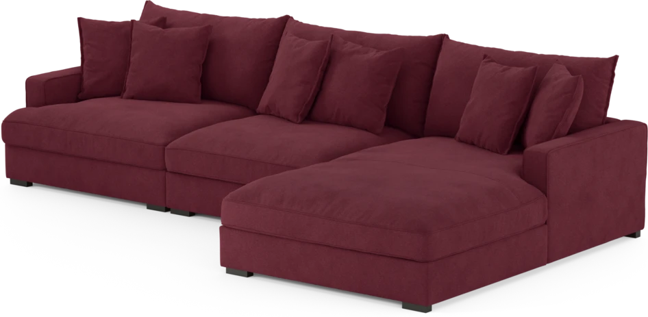 Rossi - 3-sits soffa med schäslong höger - Röd