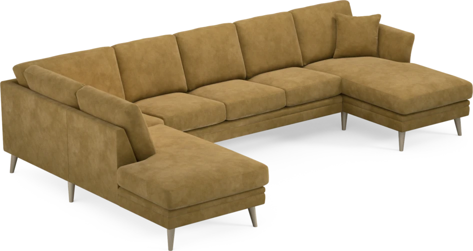 Eden - 3-sits soffa med divan vänster och schäslong höger - Gul