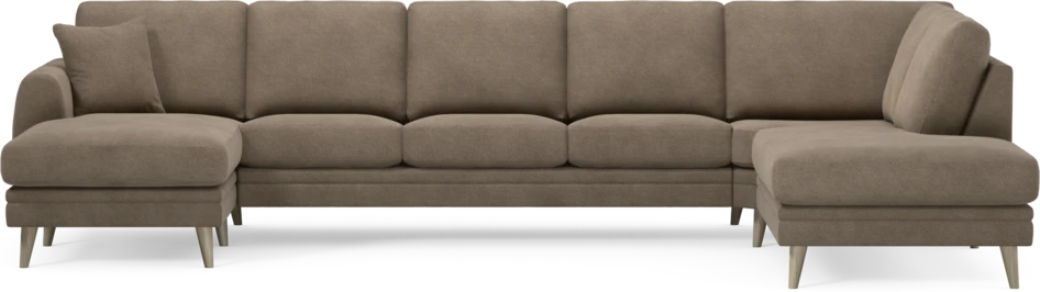 Eden - 3-sits soffa med schäslong vänster och divan höger - Brun