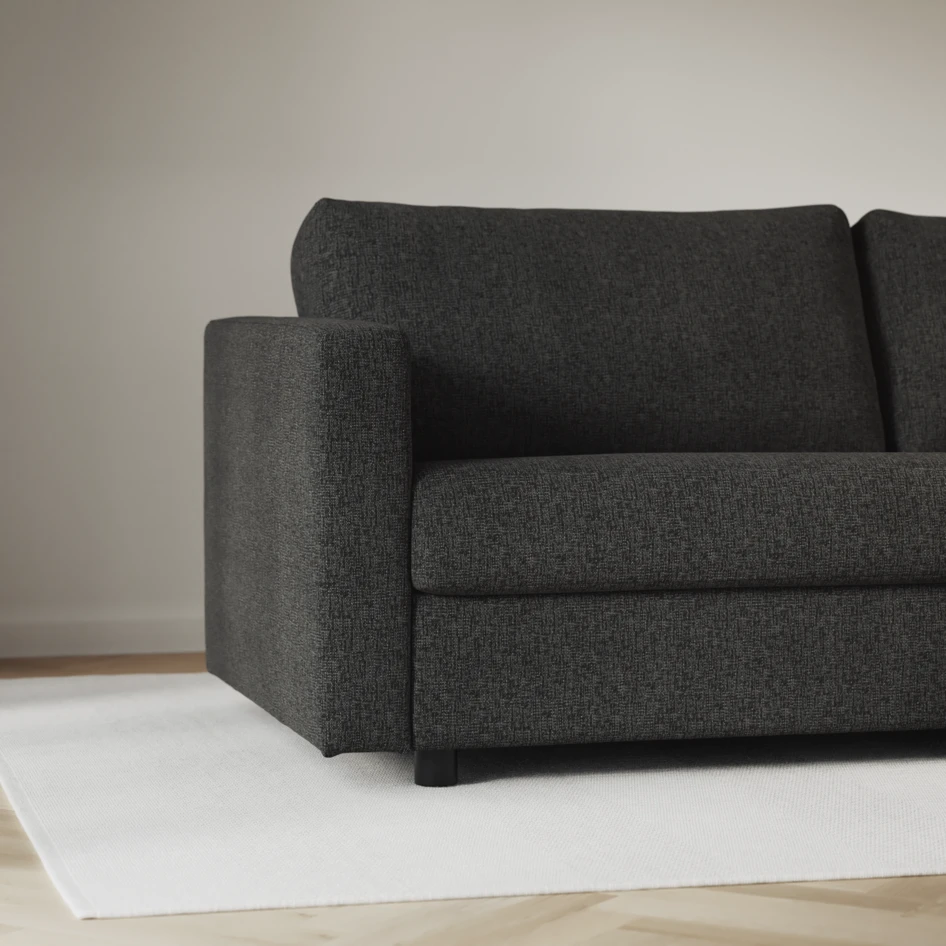 Lindö - Bäddsoffa 2,5-sits med schäslong, vändbar - Svart