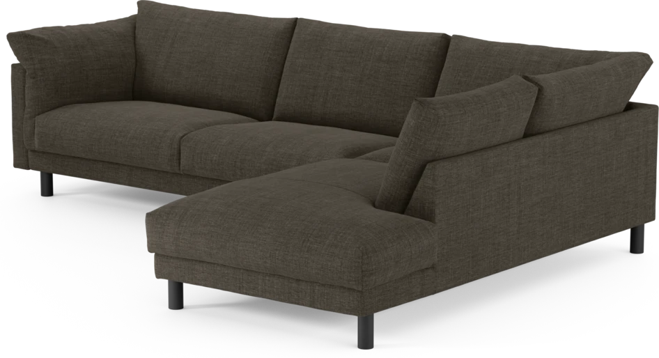 Cherrie - 3-sits soffa med divan höger, fast klädsel - Brun