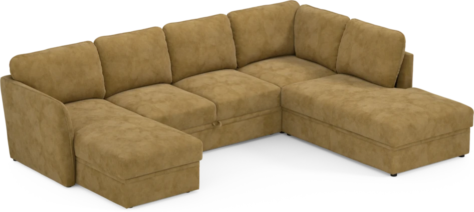 Öland - Bäddsoffa med schäslong vänster och divan höger - Gul