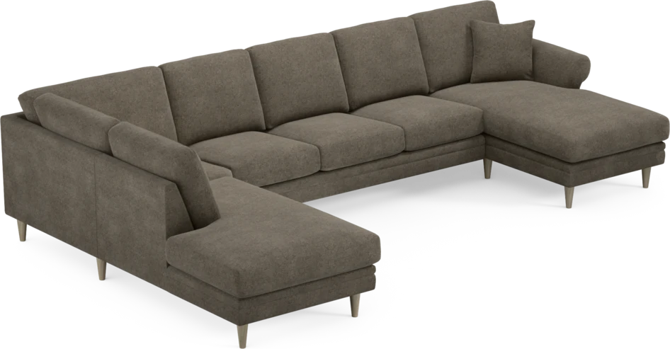 Eden - 3-sits soffa med divan vänster och schäslong höger - Brun