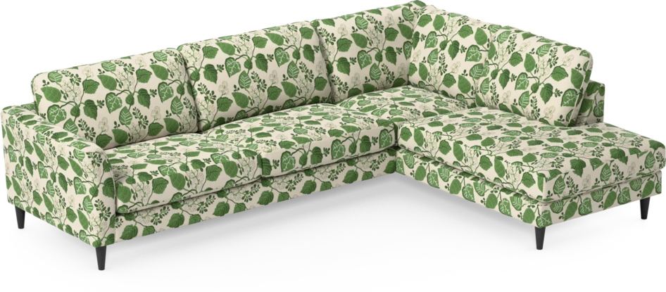 Bridge - 3-sits soffa med divan höger - Grön