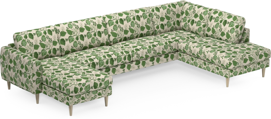 Bridge - 3-sits soffa med schäslong vänster och divan höger - Grön