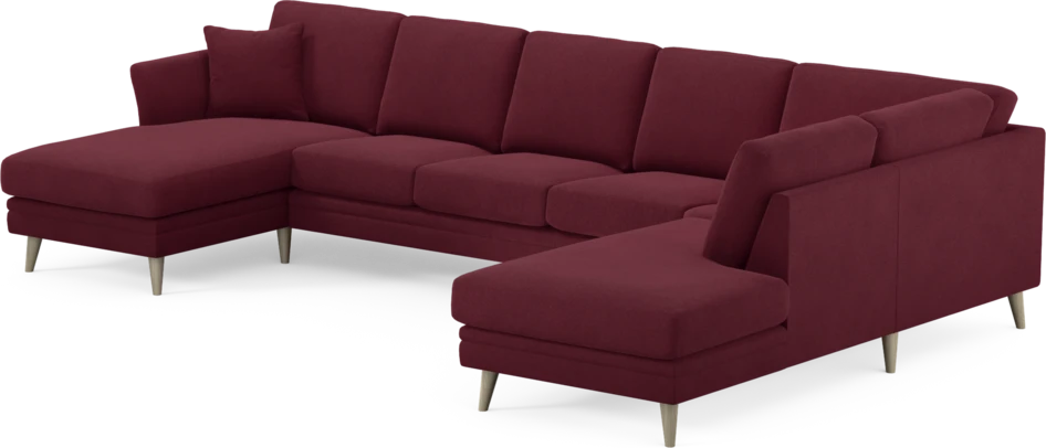 Eden - 3-sits soffa med schäslong vänster och divan höger - Röd