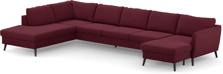 County - 4-sits soffa med divan vänster och schäslong höger - Röd