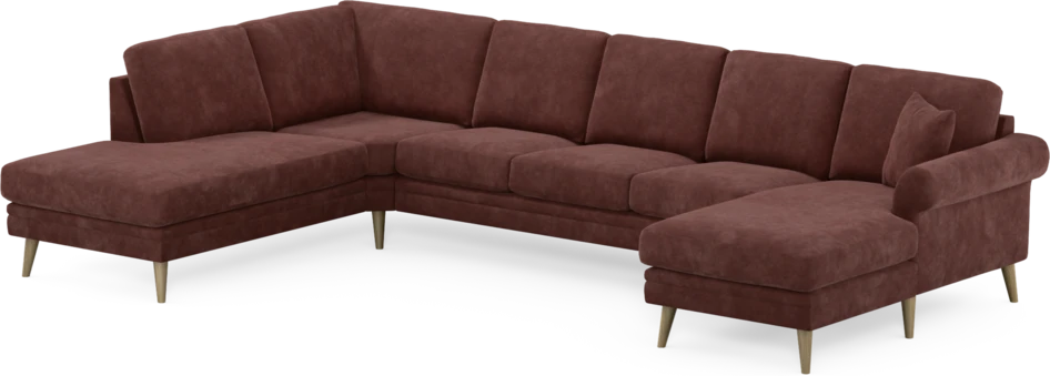 Eden - 3-sits soffa med divan vänster och schäslong höger - Röd