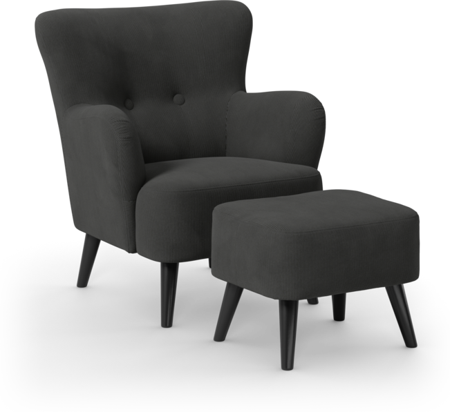 Timmy - Fåtölj med fotpall - Grå