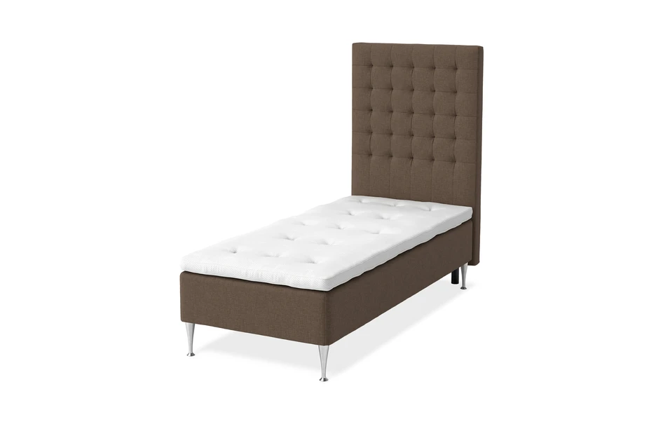 Sense Delux - Ramsäng, enkelsäng med bäddmadrass Sleep Delux vit - Brun
