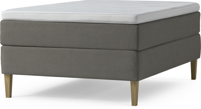 Delux Dream - Kontinentalsäng, enkelsäng 140 cm med bäddmadrass och sängben - Grå