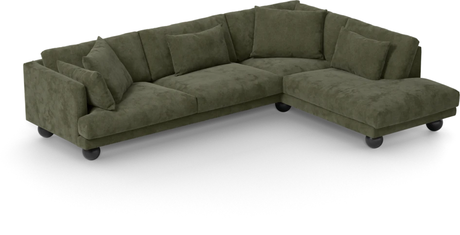 Harper - 3-sits soffa med divan höger - Grön
