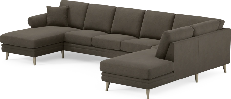 Eden - 3-sits soffa med schäslong vänster och divan höger - Brun