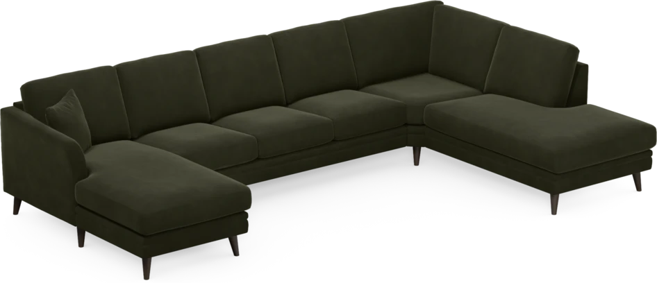 Eden - 3-sits soffa med schäslong vänster och divan höger - Grön