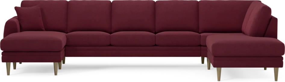 Eden - 3-sits soffa med schäslong vänster och divan höger - Röd