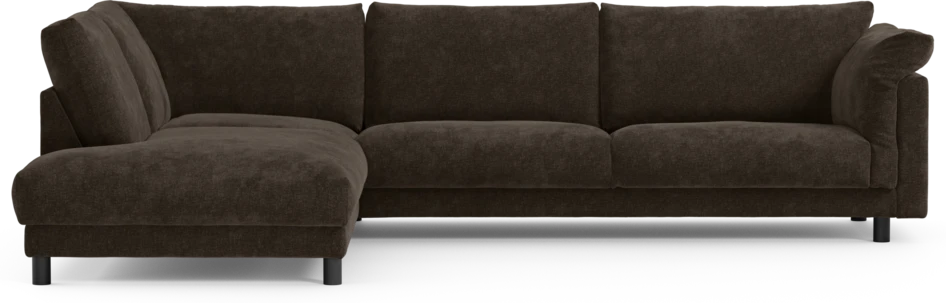 Cherrie - 3-sits soffa med divan vänster, fast klädsel - Brun