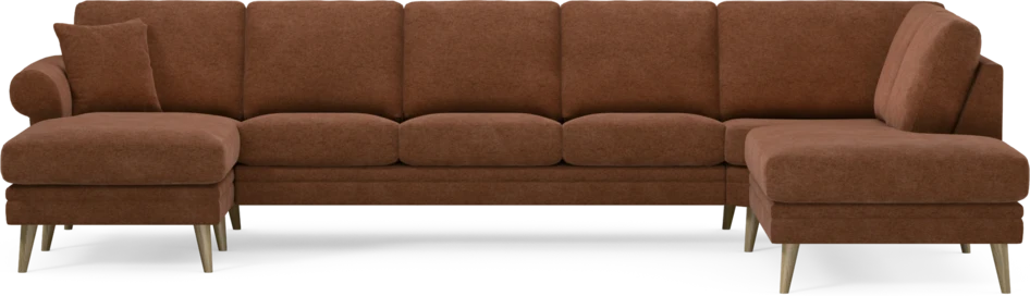 Eden - 3-sits soffa med schäslong vänster och divan höger - Orange
