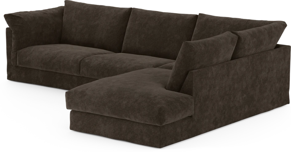 Cherrie - 3-sits soffa med divan höger, med kappa - Brun