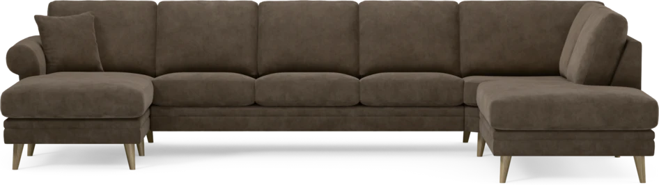 Eden - 3-sits soffa med schäslong vänster och divan höger - Brun