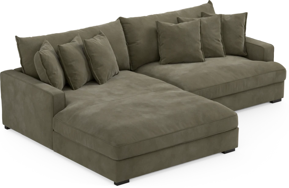 Rossi - 2-sits soffa med schäslong XL vänster - Grön