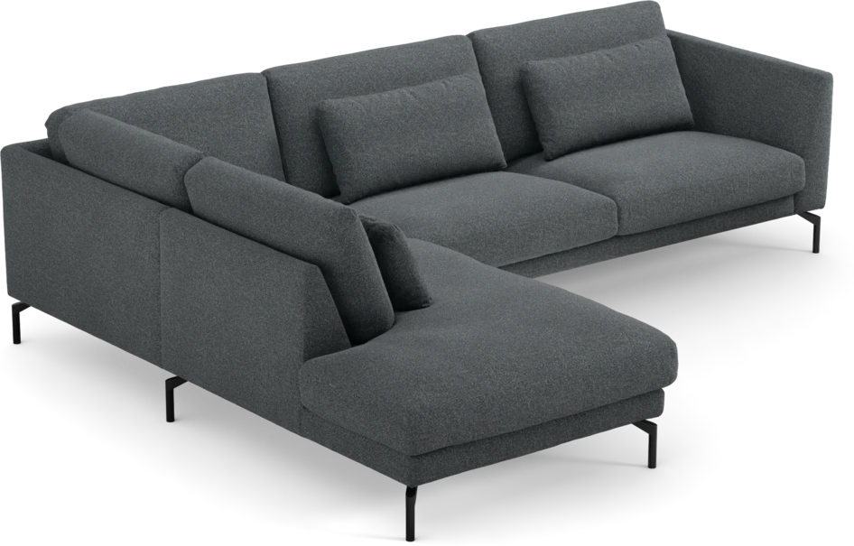 Willow - 3-sits soffa med divan vänster, fast klädsel - Blå