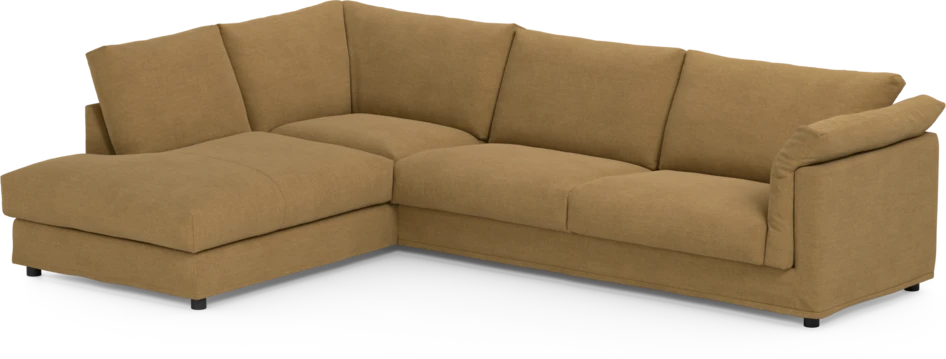 Cherrie - 3-sits soffa med divan vänster, med kappa - Gul