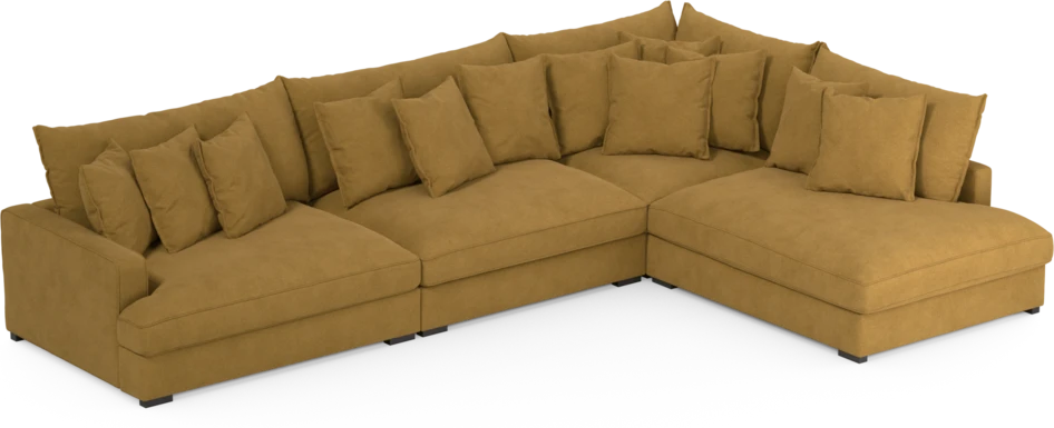 Rossi - 4-sits soffa med divan höger - Gul