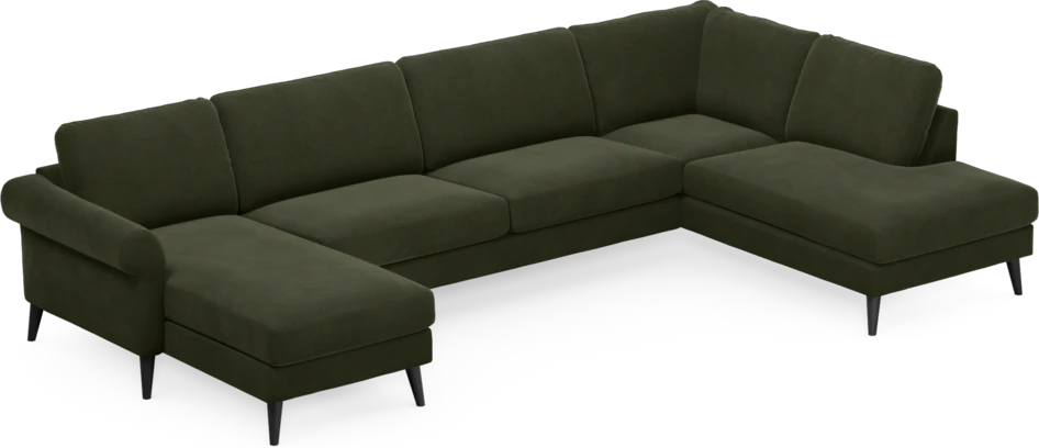Bridge - 3-sits soffa med schäslong vänster och divan höger - Grön